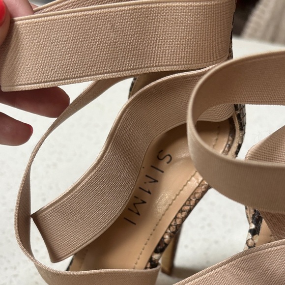 SIMMI MADELINE BEIGE SNAKE CLEAR STRAPPY STILETTO HEELS  S4 - Picture 5 of 15